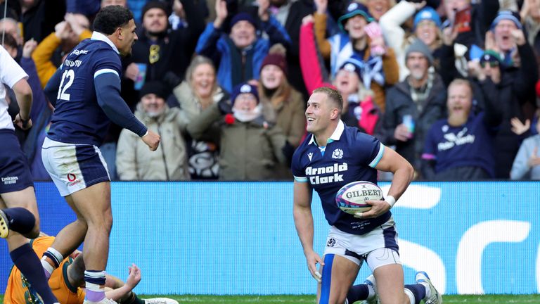 Duhan van der Merwe returned to the top of Scotland's  all-time leading try scorers