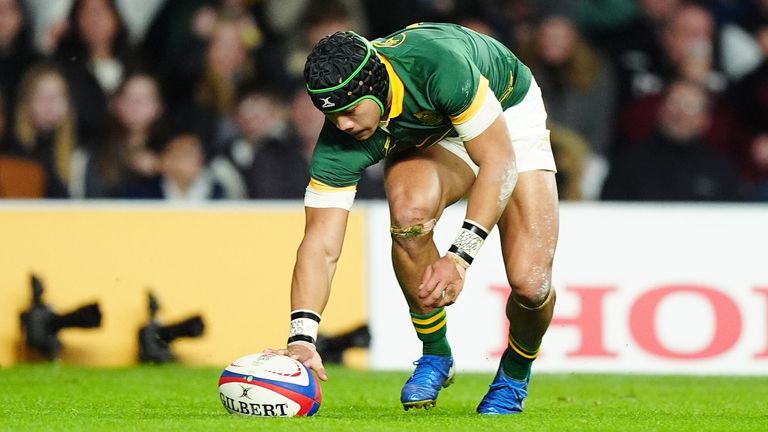 Cheslin Kolbe touched down for tries in either half for South Africa