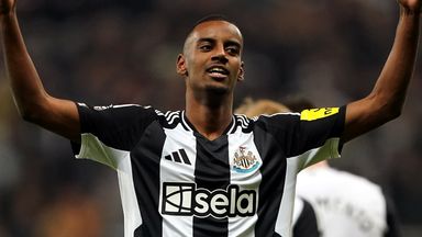 Alexander Isak celebrates his goal for Newcastle