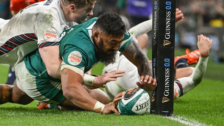 Bundee Aki was among three Irish try scorers in the second half as they fought back to beat England in Dublin