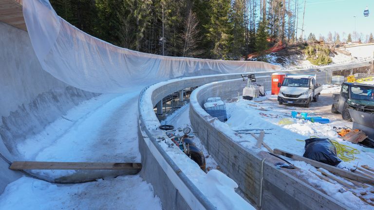 Construction work is taking place at the Cortina Sliding Center, venue for the bob, luge and skeleton disciplines at the Games