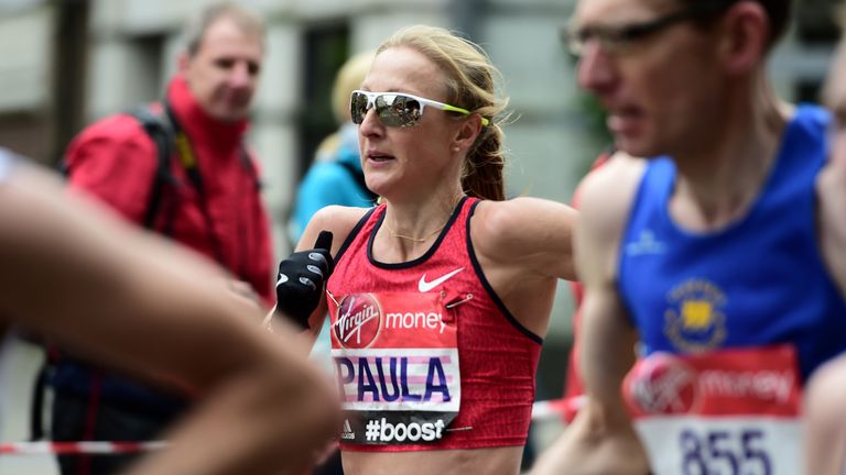 Paula Radcliffe competing during the London Marathon in 2015