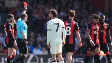 Image of Evanlison was shown a red card after a VAR review