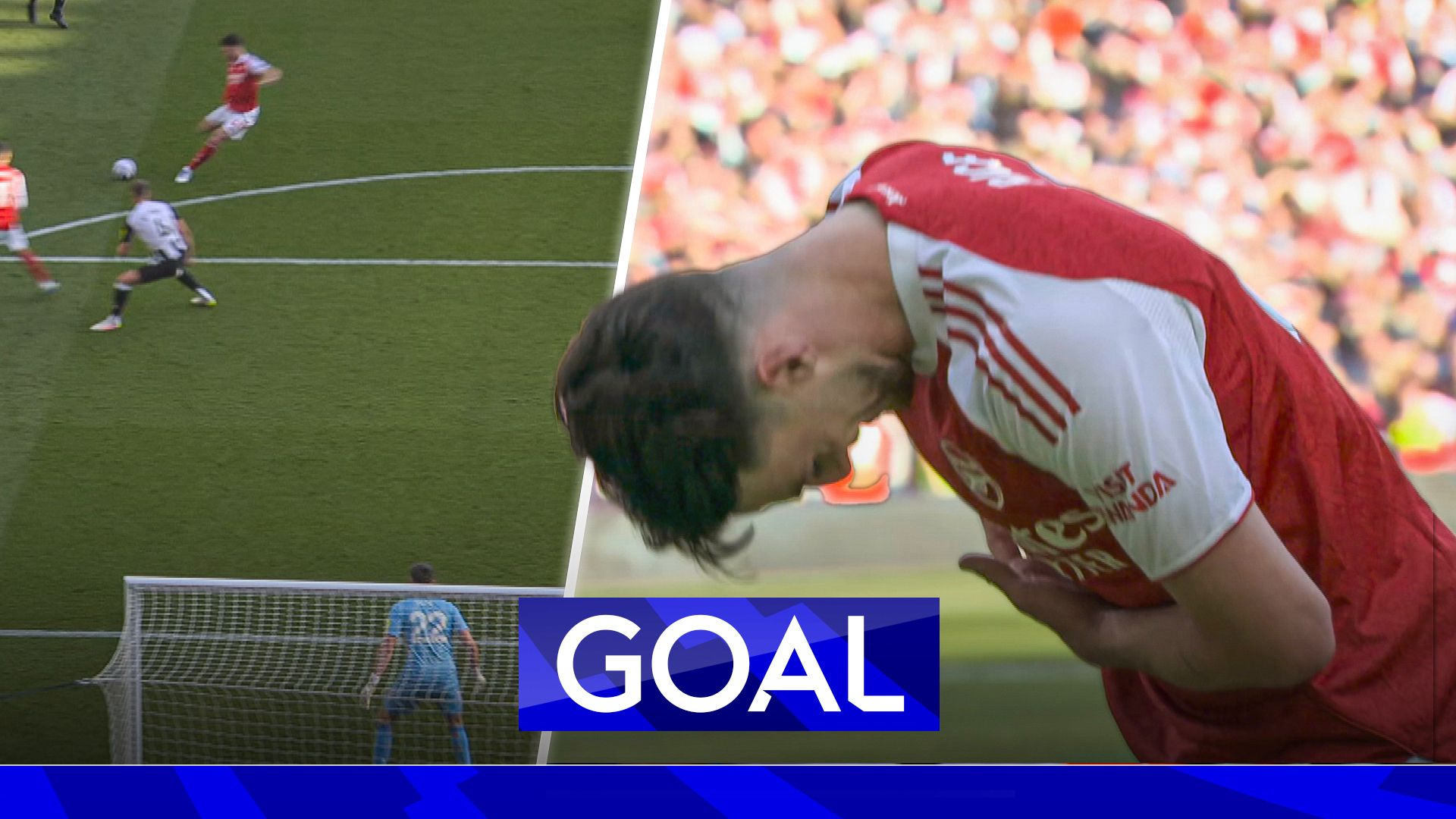 SUPERB first time strike! Rice stunner gives Arsenal the lead!