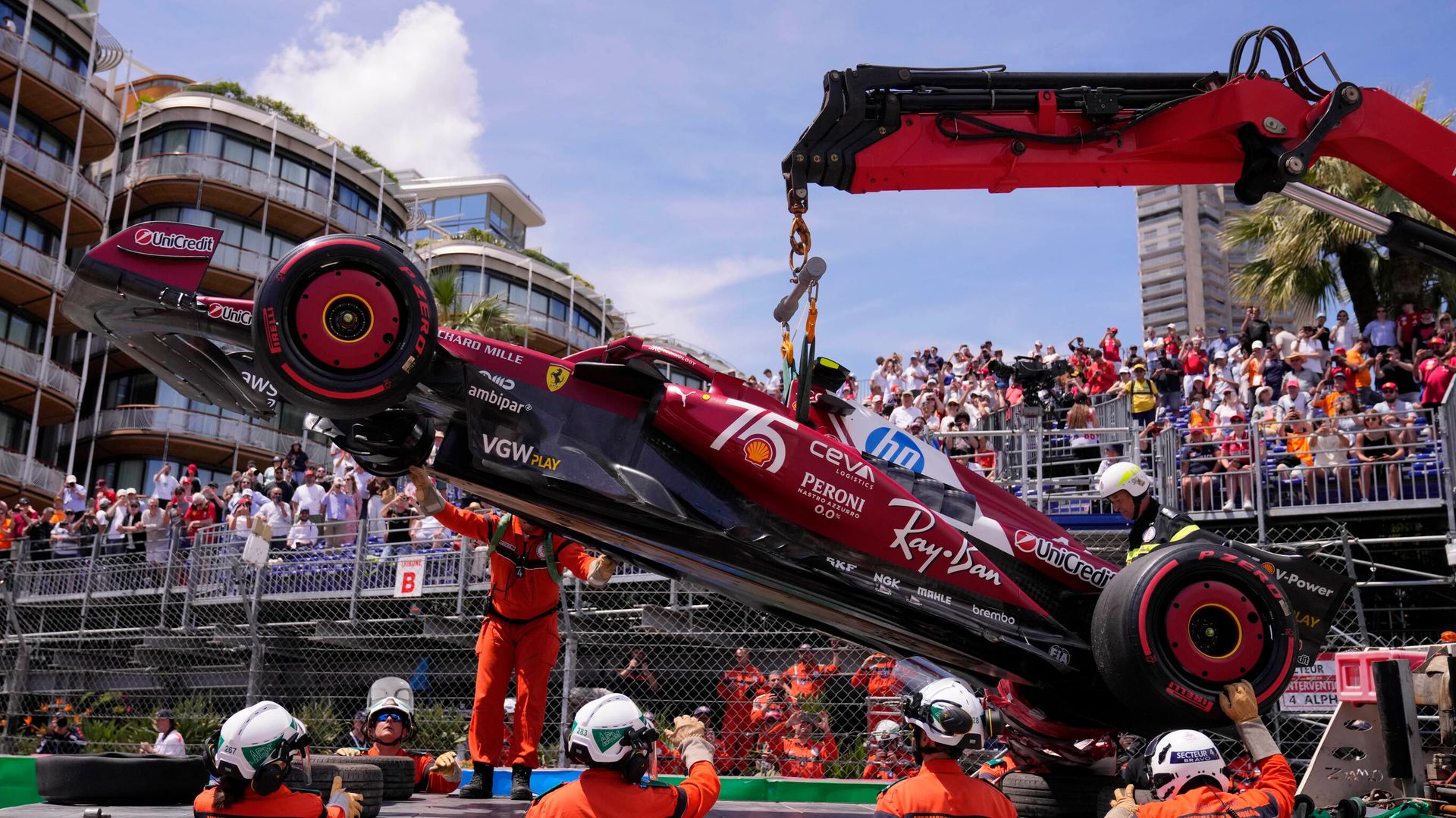 Hamilton crashes as Leclerc sets pace ahead of Monaco qualifying
