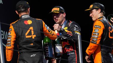 Lando Norris, Max Verstappen and Oscar Piastri