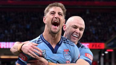 Zac Lomax (L) scored two tries for New South Wales as they opened the 2025 State of Origin with victory in Queensland