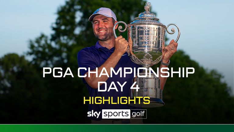 Highlights from the final round of the PGA Championship at Quail Hollow, where Scottie Scheffler claimed a third major championship with a five-shot victory