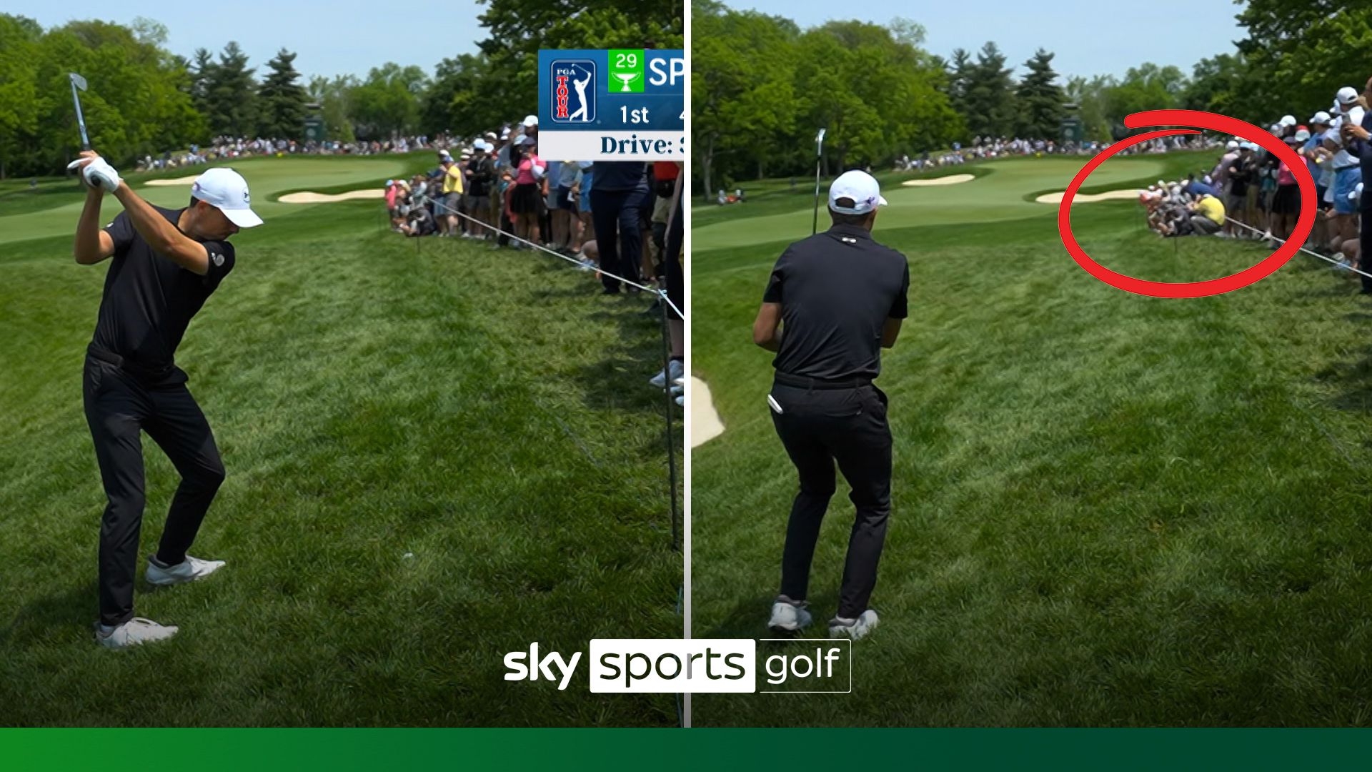 Close call! Spieth shot just misses spectators at Memorial Tournament!
