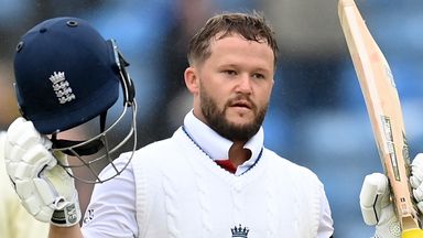 Ben Duckett celebrates his match-winning hundred on day five of the first Test between England and India at Headingley