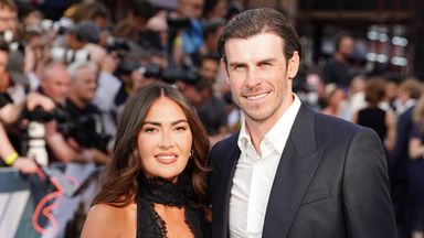 Gareth Bale and his wife Emma Rhys-Jones attending the F1 The Movie European premiere