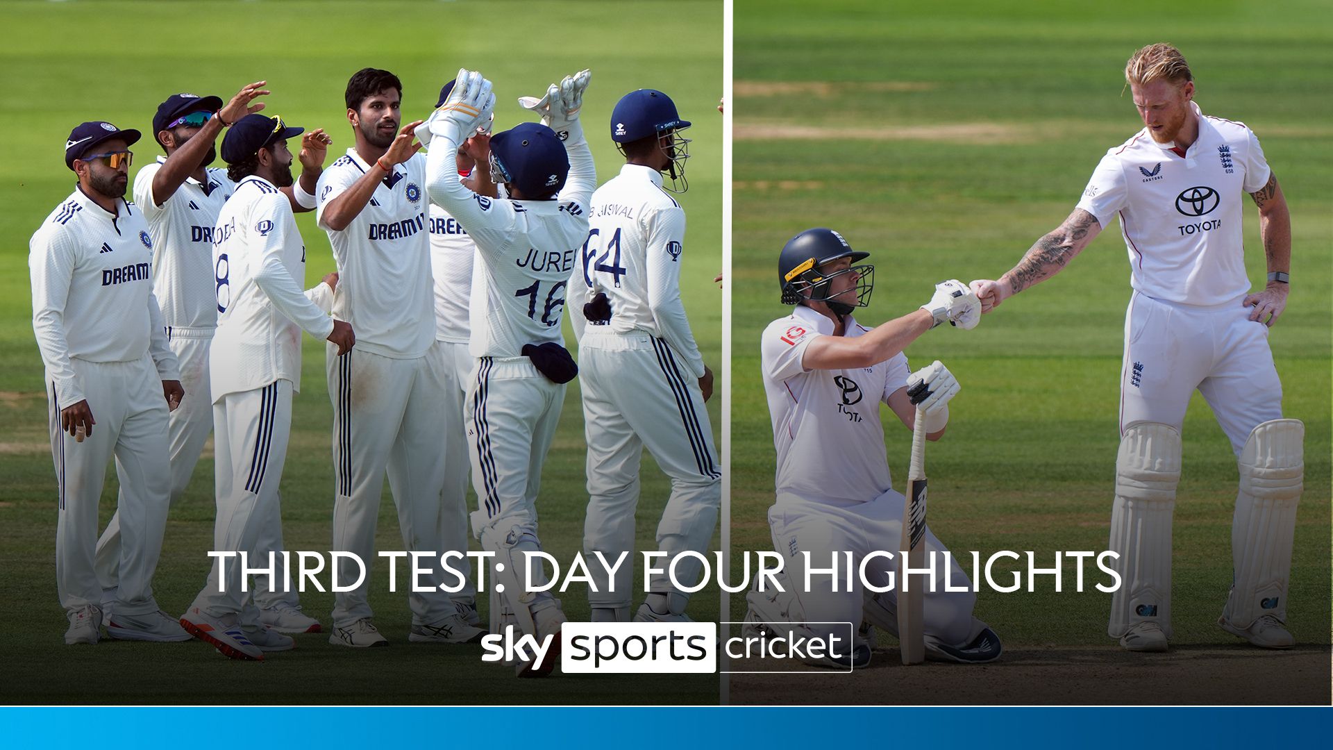 Highlights: Late India collapse gives England hope at stumps