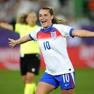 Toone celebrates scoring England's second goal in their Euro 2025 group-stage thrashing of Wales