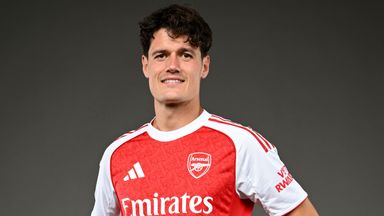 Image of New Arsenal signing Christian Norgaard poses for a photo at the club's Sobha Realty Training Centre 