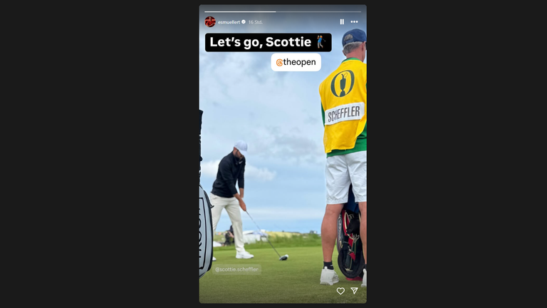Thomas Müller verfolgt die The Open hautnah. Quelle: Instagram @esmuellert