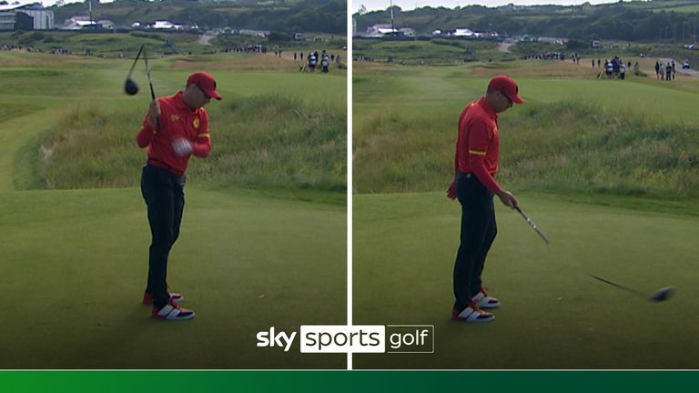 Sergio Garcia lost his cool after hitting his tee shot on the second and snapped his driver in frustration 