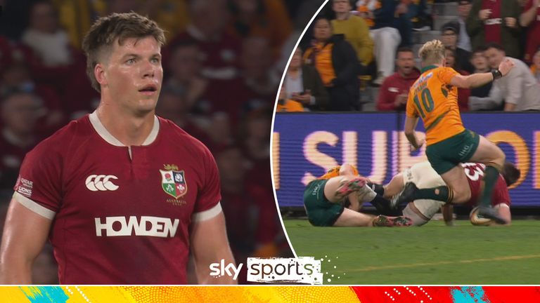Huw Jones scored a second try for the Lions, but it was disallowed for failing to release the ball after being tackled