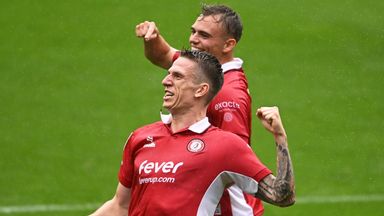Emil Riis Jakobsen of Bristol City celebrates his sides third goal