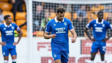 Rangers' Nedim Bajrami looks dejected after Motherwell's Emmanuel Longelo scored to make it 1-1 