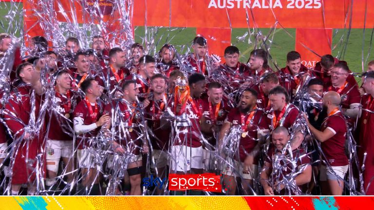 Despite defeat, the British and Irish Lions celebrate with a trophy lift after winning the series 2-1 against Australia