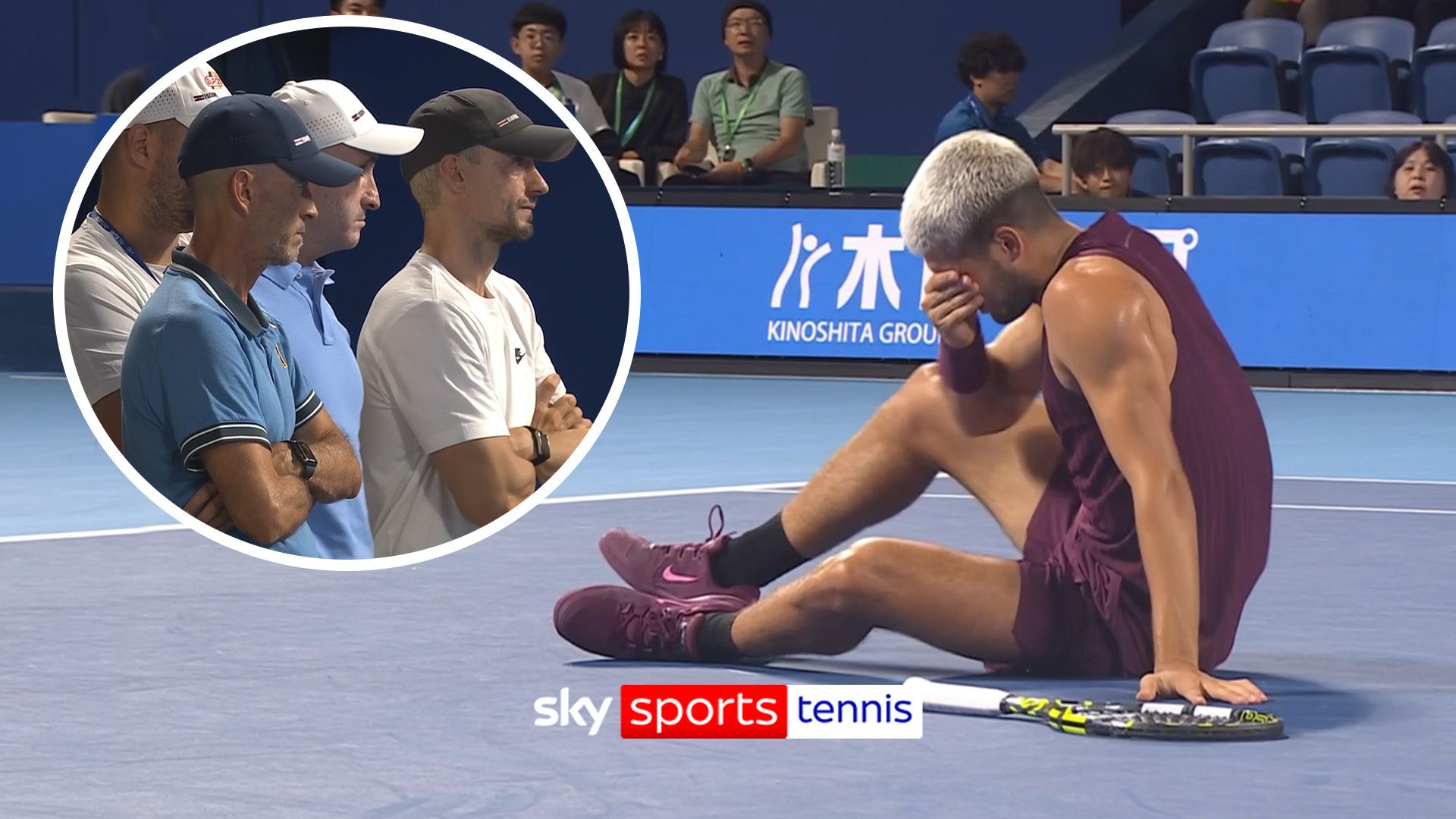 Alcaraz appears to row with team after suffering worrying injury