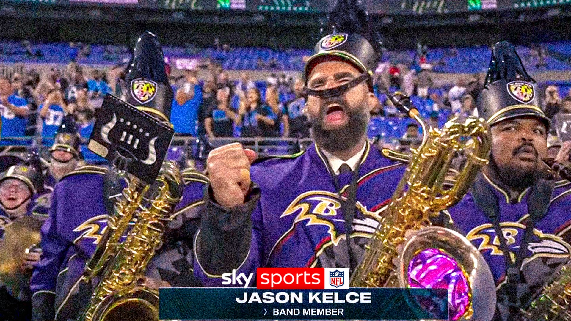 The king of side quests! Kelce joins iconic Ravens marching band before MNF