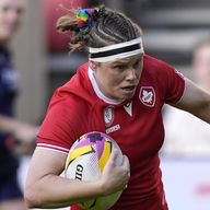 Canada's Karen Paquin scores their side's seventh try of the game during the Women's Rugby World Cup 2025 quarter-final match.