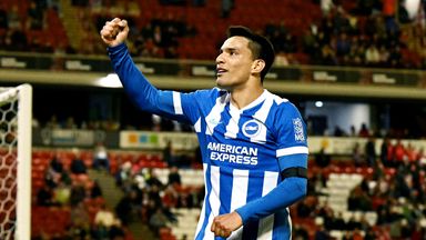 Diego Gomez celebrates scoring for Brighton