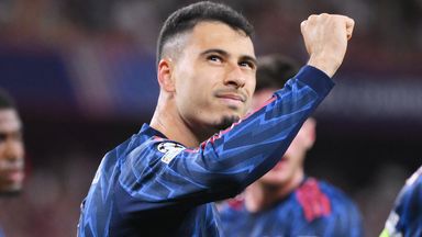 Gabriel Martinelli celebrates after scoring the breakthrough goal for Arsenal