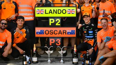 Norris and Piastri among the McLaren team photo after they finished second and third at the Italian GP