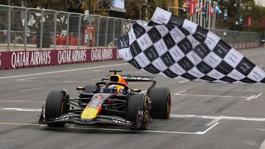 Red Bull driver Max Verstappen of the Netherlands the Azerbaijan Formula One Grand Prix in Baku, Azerbaijan, Sunday, Sept. 21, 2025. (AP Photo/Lisi Niesner, Pool)