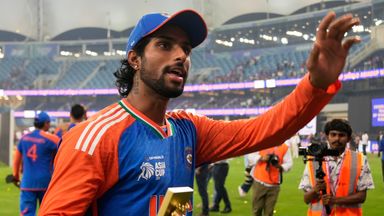 India's Tilak Varma greets fans after victory in the 2025 Asia Cup final against Pakistan