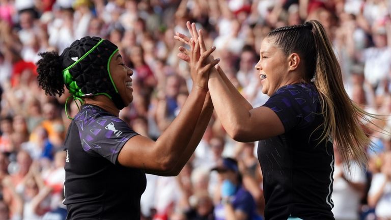 Jess Breach scored England's first try on her 50th international cap