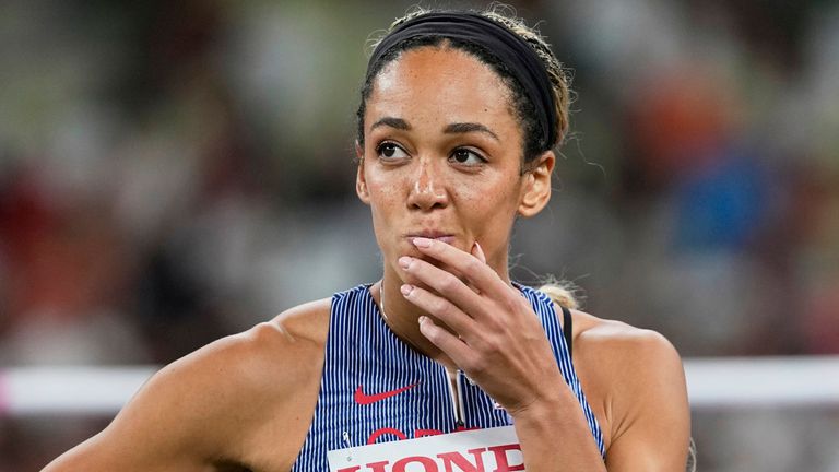 Katarina Johnson-Thompson is third in the heptathlon overnight