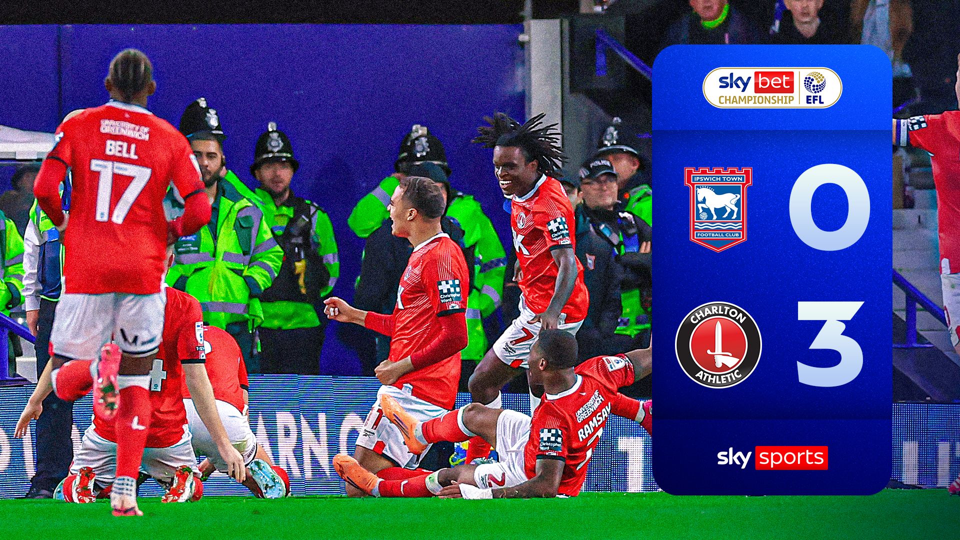 Three second-half goals help Charlton to win at Ipswich