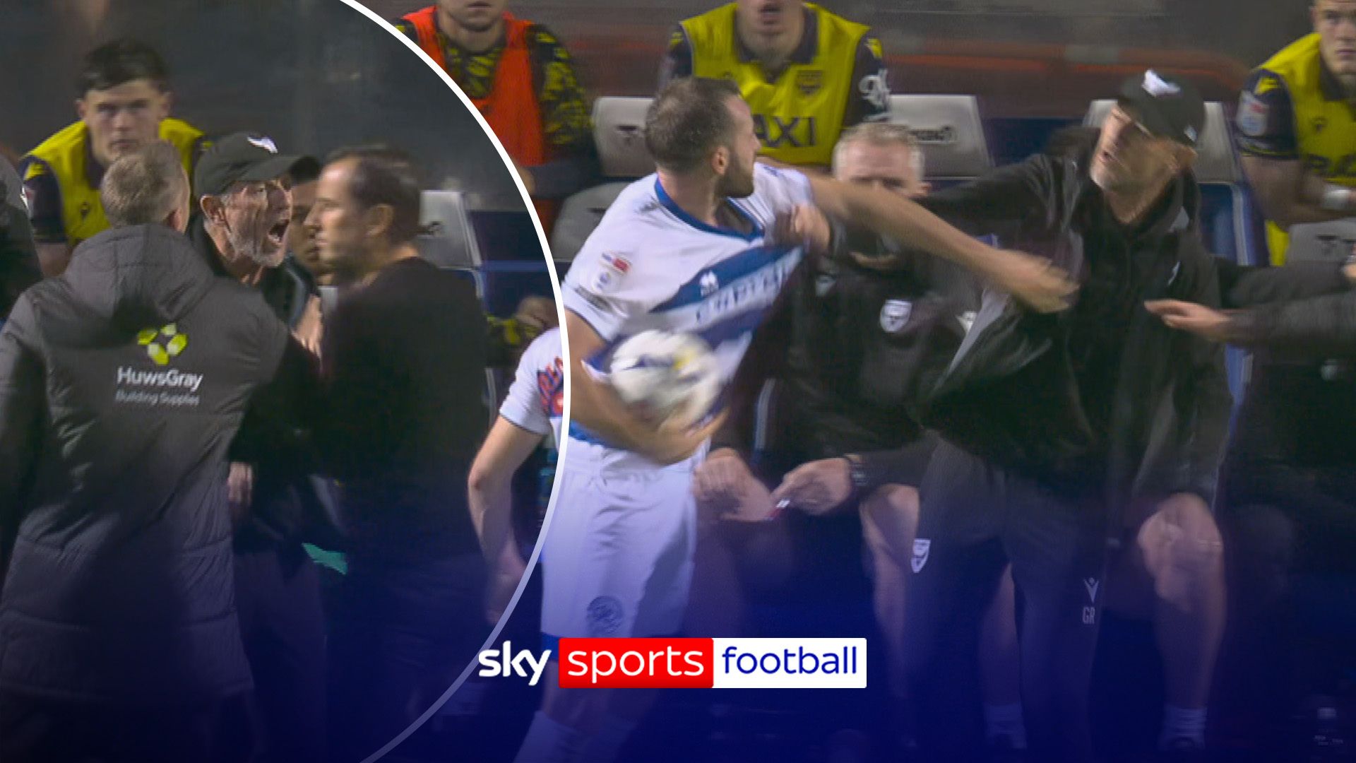 Getting PHYSICAL! Oxford boss Rowett clashes with QPR's Norrington-Davies