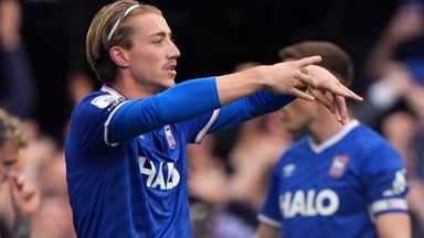 Jack Clarke celebrates Ipswich's third goal in their 3-1 win