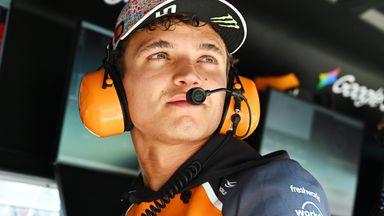 Lando Norris on the McLaren pit wall during opening practice in Mexico