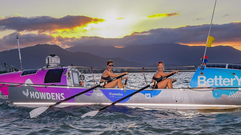 The pair rowed from Peru to Australia, travelling around 8,000 miles in their vessel, Velocity