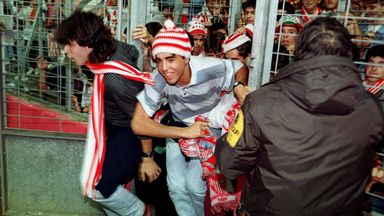 Athletic Club supporters invade the pitch after the win over Newcastle United in 1994