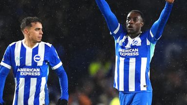 Danny Welbeck celebrates his equaliser for Brighton