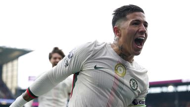 Enzo Fernandez celebrates after scoring Chelsea's second goal