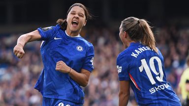 Chelsea Women striker Sam Kerr celebrates her goal against London City Lionesses