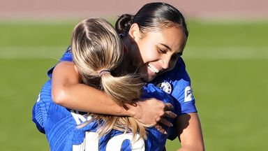 Alyssa Thompson celebrates after opening the scoring for Chelsea at Liverpool