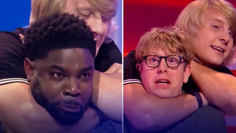 Paddy Pimblett executes his UFC headlock on Micah Richards and Josh Widdecombe... and one fairs better than the other! Watch the brand-new series of A League Of Their Own, exclusively on Sky and NOW