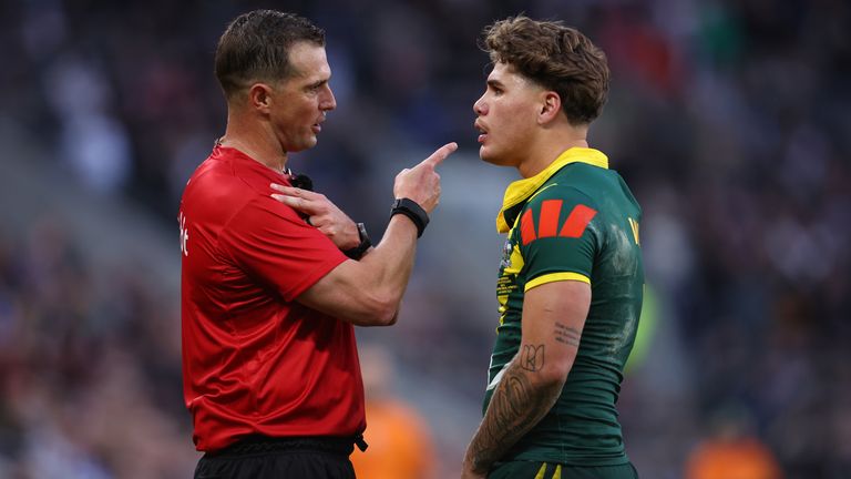 Reece Walsh was sent to the sin bin in the second half for a high shot on Dom Young