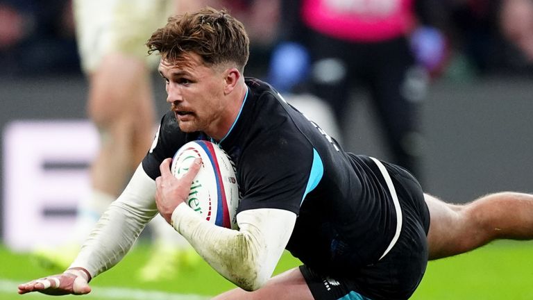 Henry Slade scored England's crucial third try, taking in an Ojomoh offload