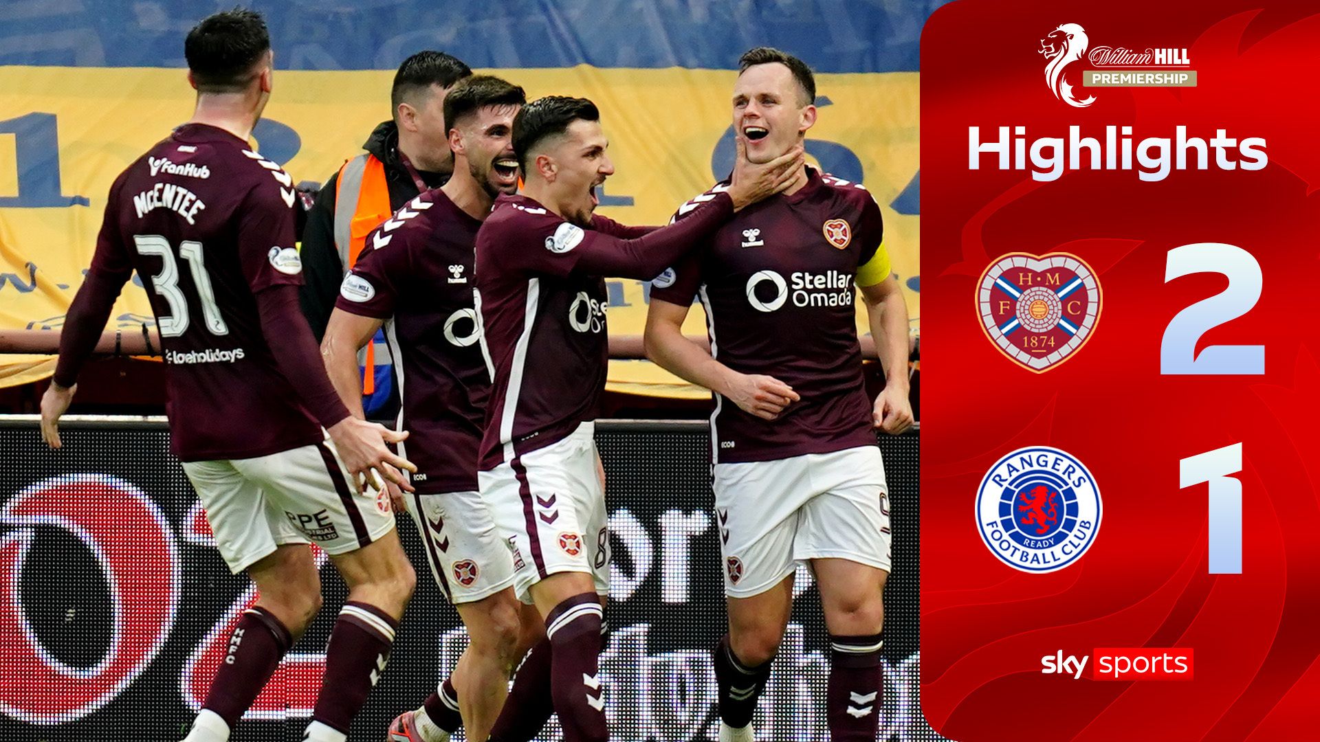 Hearts dominate Rangers to stay top | Hearts 2-1 Rangers