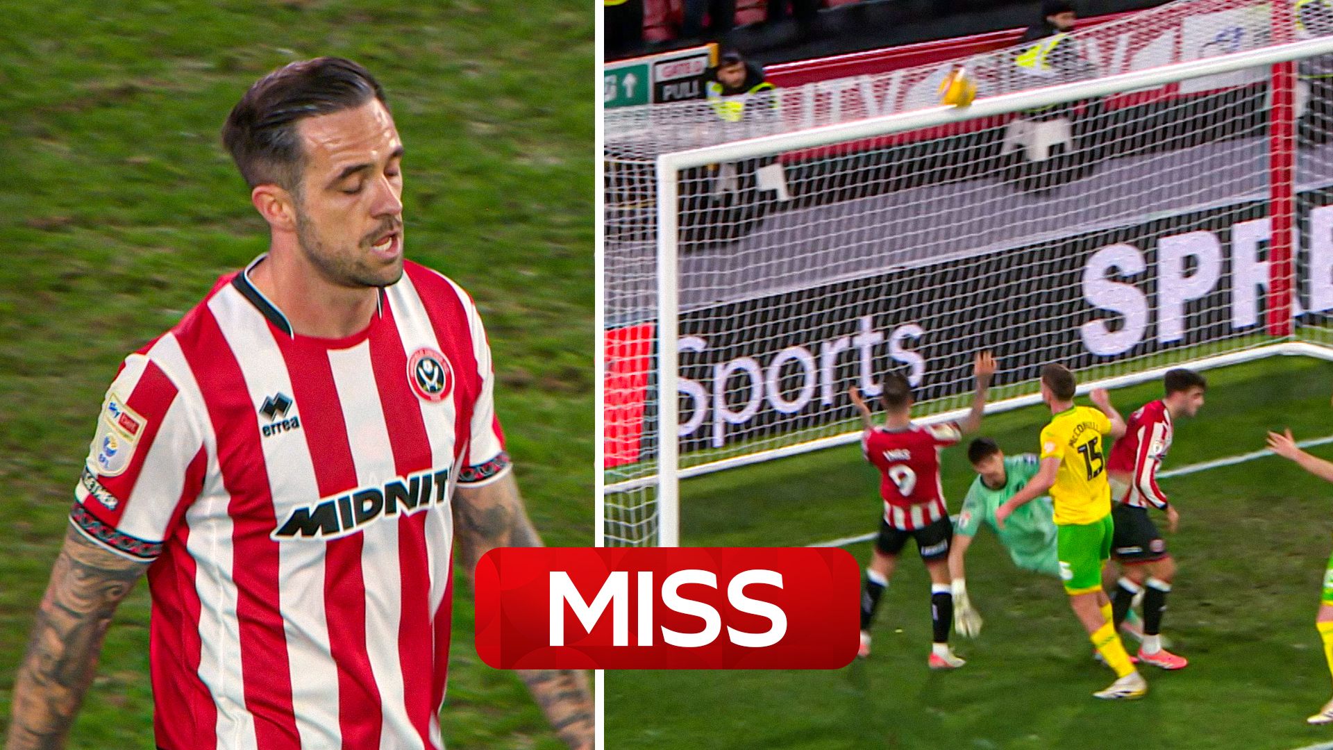 'It's a poor miss!' | Ings misses from THREE yards out for Sheffield Utd