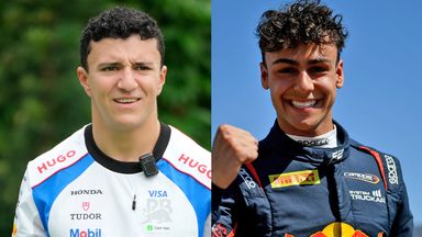 Isack Hadjar (L) steps up to the senior Red Bull team for 2026 as Arvid Lindblad joins the grid with the sister outfit